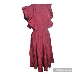 Homeyee Red Ruffles Summer Dress Size 6